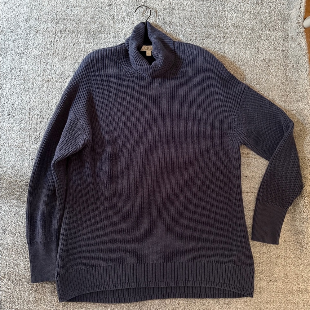 J. Crew Navy Fisherman Knit Cotton Turtleneck Tunic/Sweater